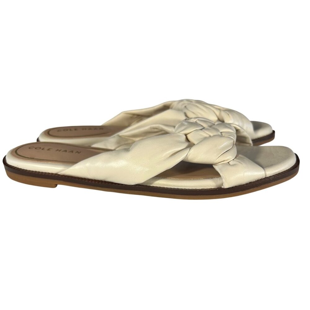 Cole Haan Womens 9.5 Narrow Anica Lux Ivory Knotted Slide Sandals Leather Upper - Picture 5 of 8